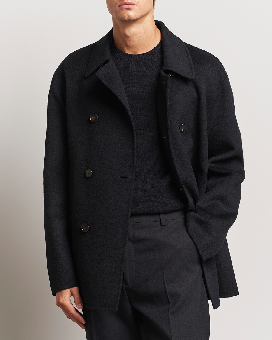 Heren | Jassen | Filippa K | Double Faced Wool Peacoat Black