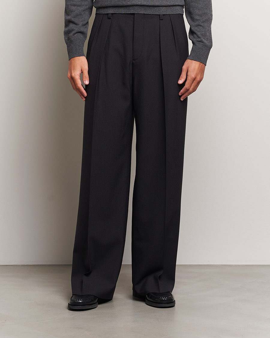 Heren | Broeken | Filippa K | Milo Wide Wool Trousers Black