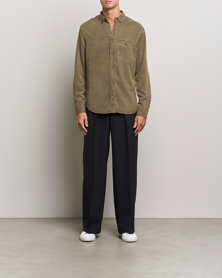 Heren | Overhemden | Filippa K | Zachary Lyocell Shirt Dark Sage