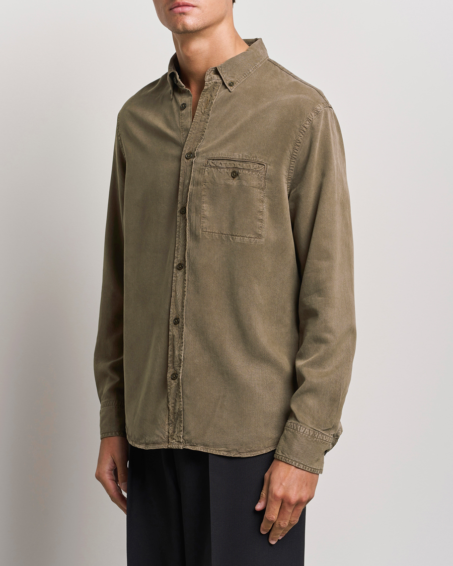 Heren | Overhemden | Filippa K | Zachary Lyocell Shirt Dark Sage