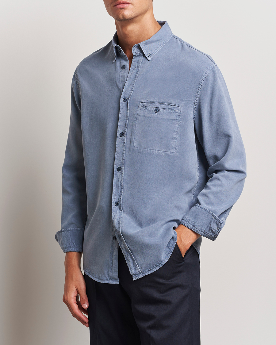 Heren | Overhemden | Filippa K | Zachary Lyocell Shirt Grey Blue