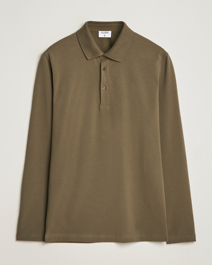 Heren | Truien | Filippa K | Luke Lycra Poloshirt Dark Sage
