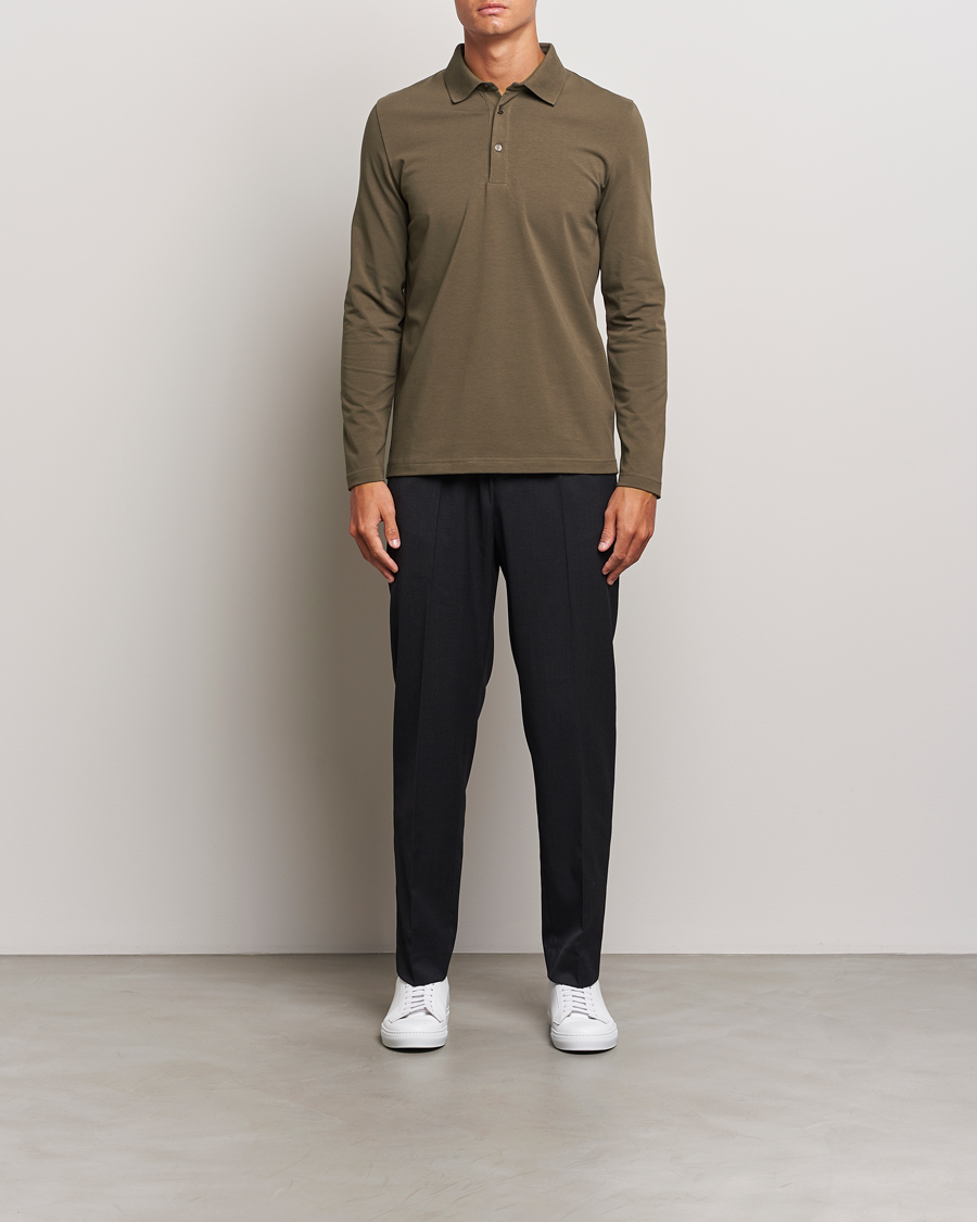 Heren | Truien | Filippa K | Luke Lycra Poloshirt Dark Sage