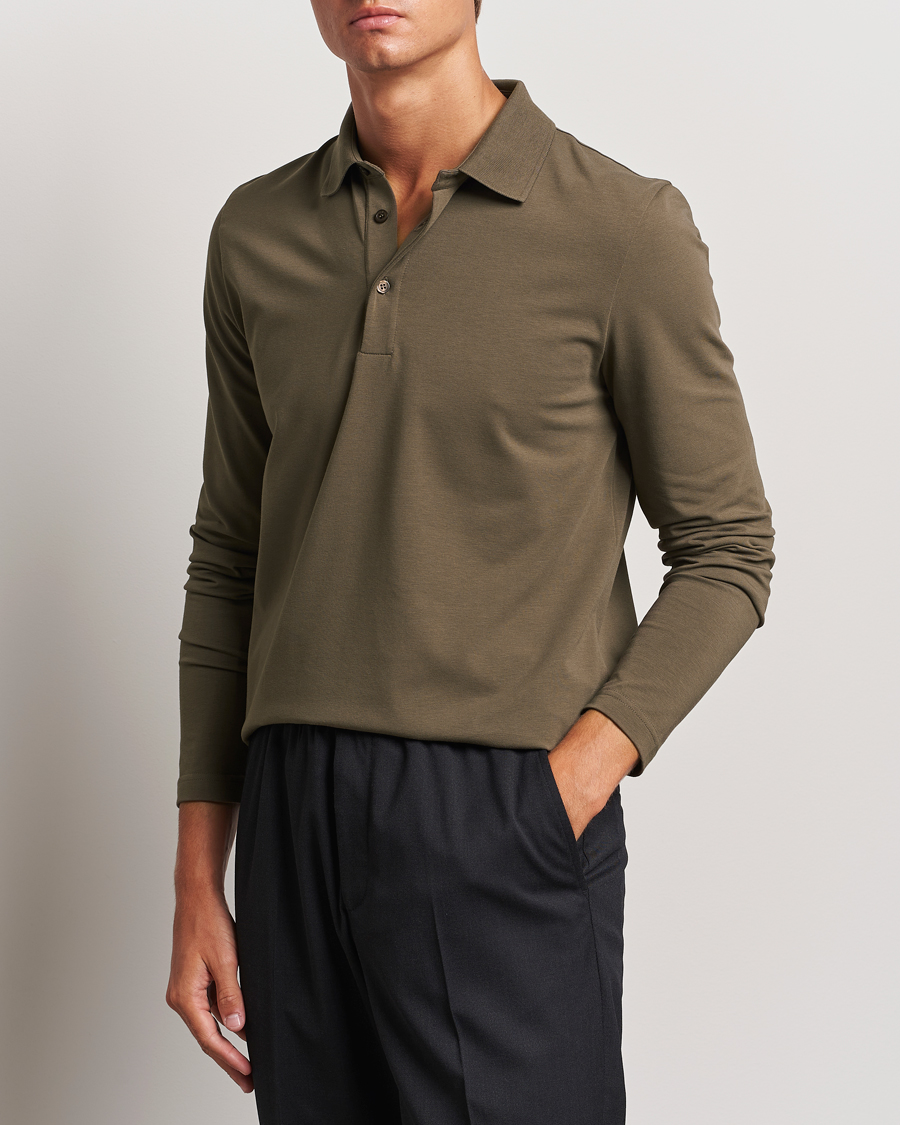 Heren | Truien | Filippa K | Luke Lycra Poloshirt Dark Sage