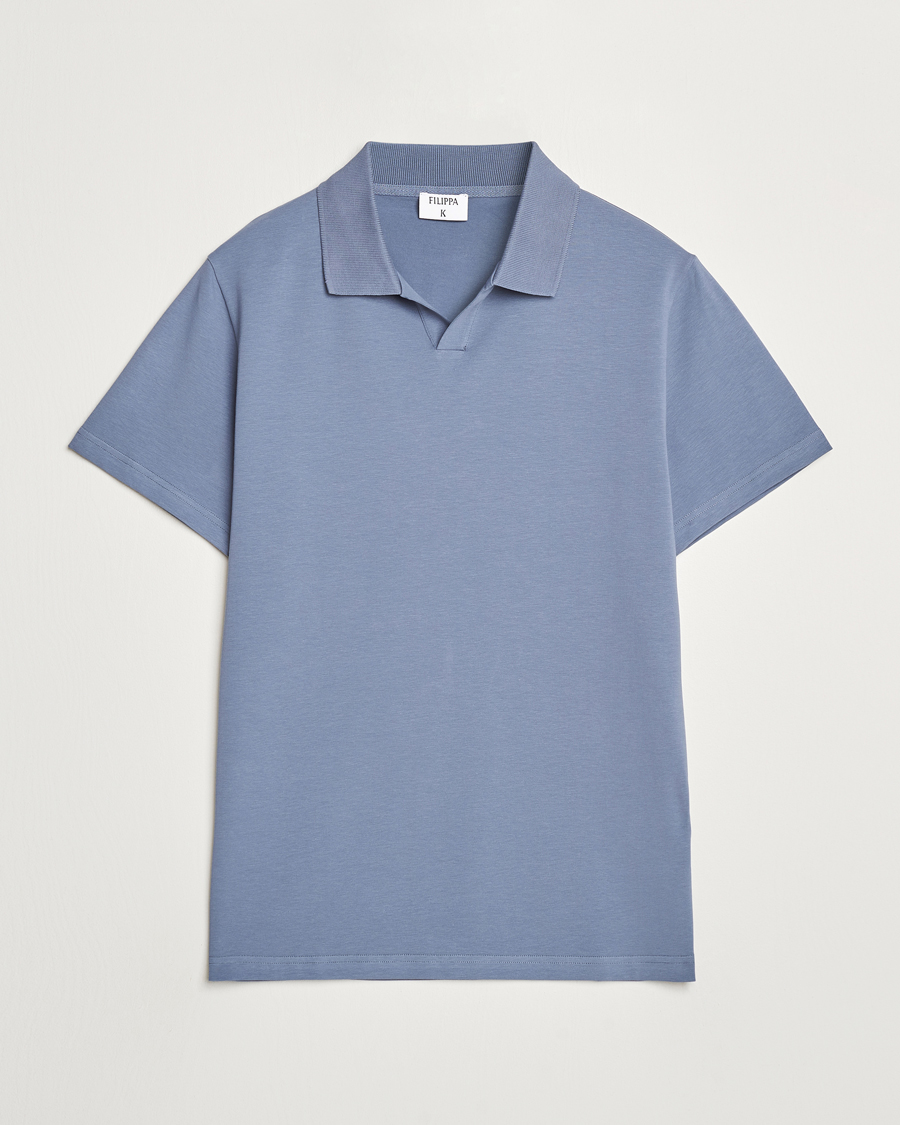 Heren | Polo's | Filippa K | Soft Lycra Polo T-Shirt Grey Blue