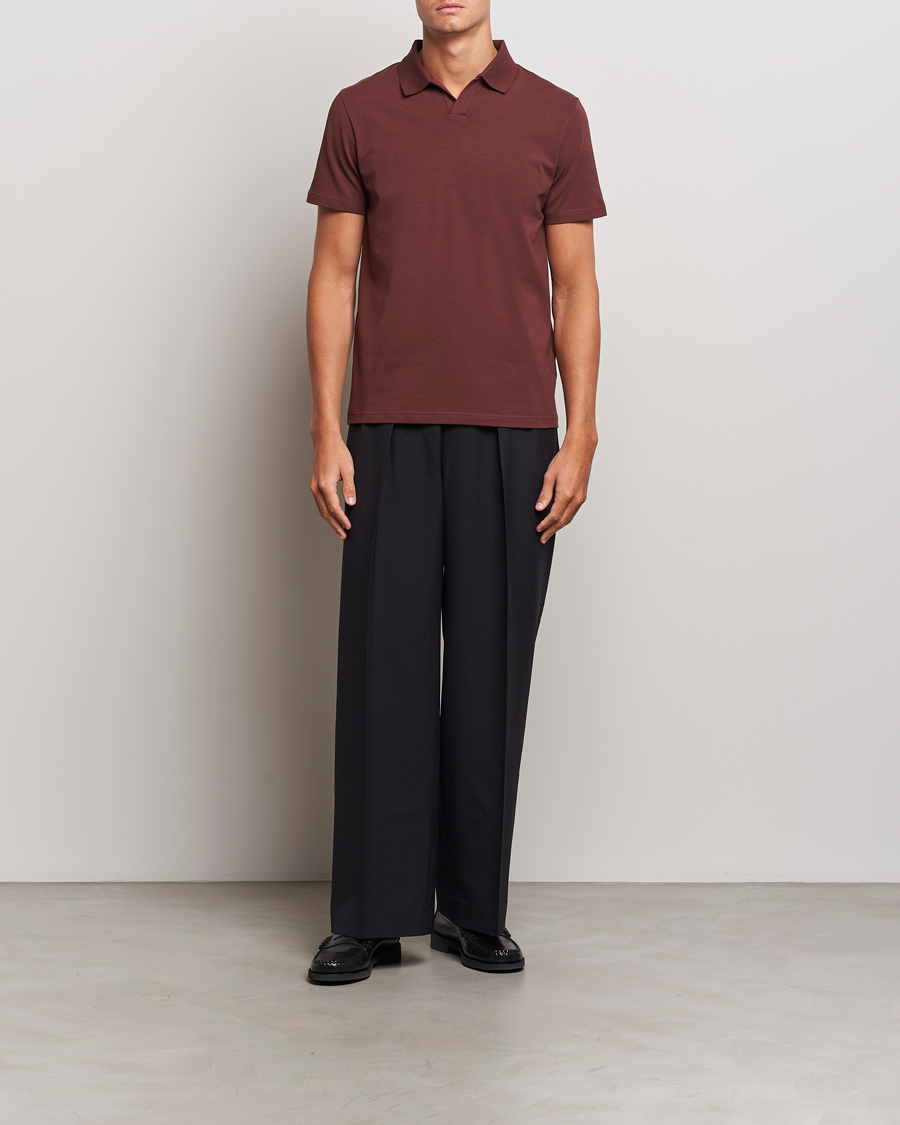 Heren | Polo's | Filippa K | Soft Lycra Polo T-Shirt Mahogany Brown