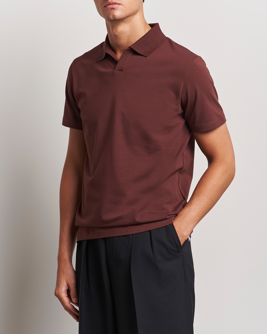 Heren | Polo's | Filippa K | Soft Lycra Polo T-Shirt Mahogany Brown