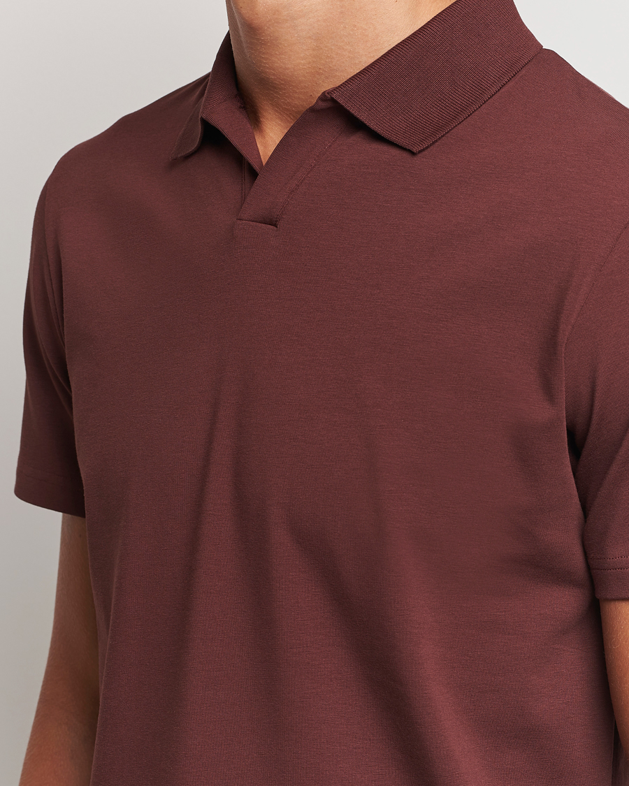 Heren | Polo's | Filippa K | Soft Lycra Polo T-Shirt Mahogany Brown