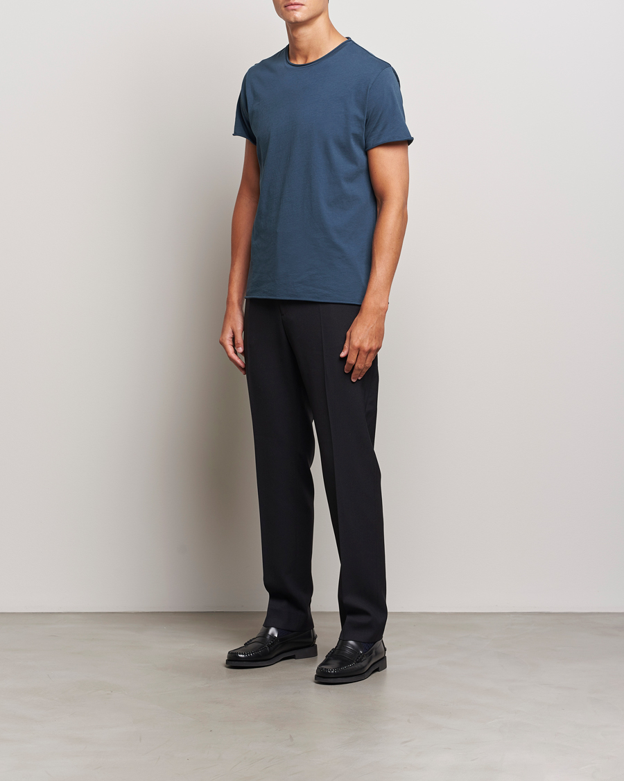 Heren | T-shirts | Filippa K | Roll Neck Crew Neck T-Shirt Dawn Blue