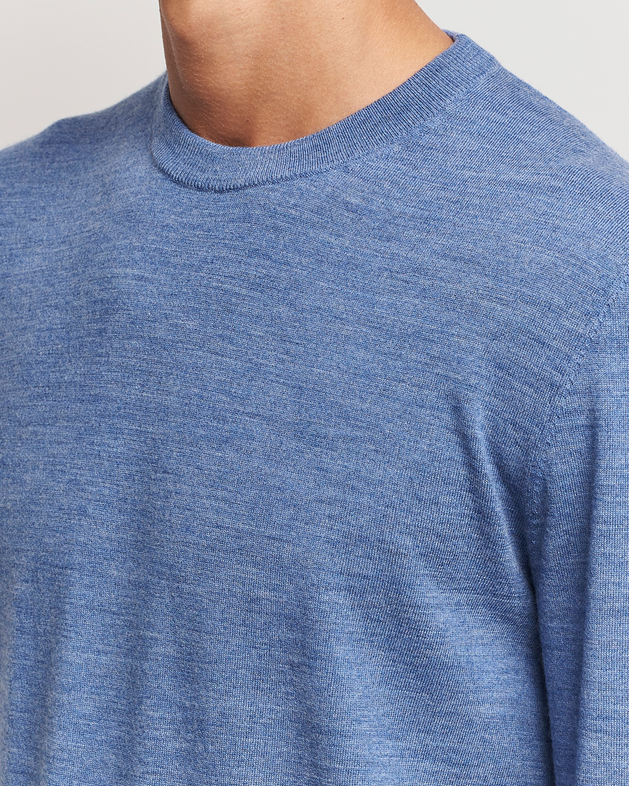 Heren | Truien | Filippa K | Merino Round Neck Sweater Blue Melange