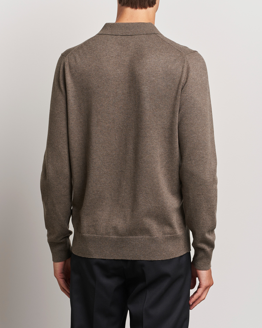 Heren | Truien | Filippa K | Knitted Polo Shirt Dark Sage Melange