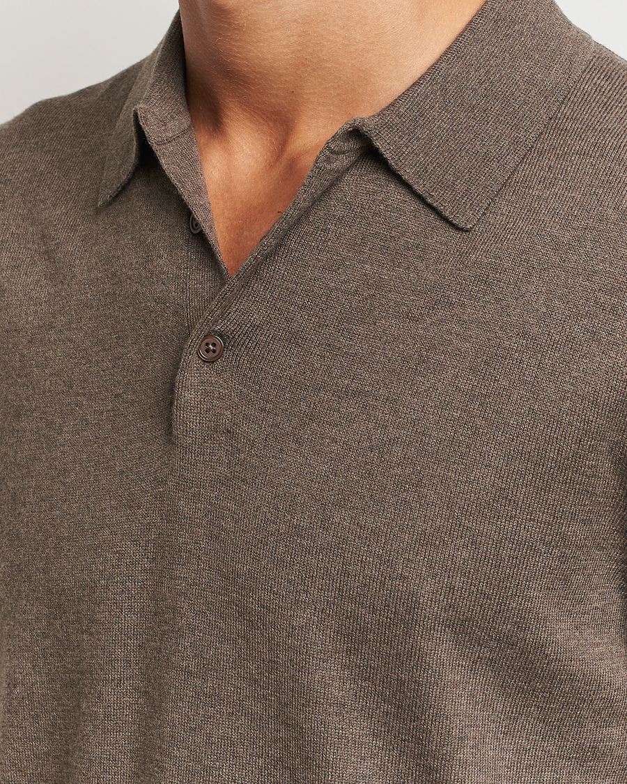 Heren | Truien | Filippa K | Knitted Polo Shirt Dark Sage Melange