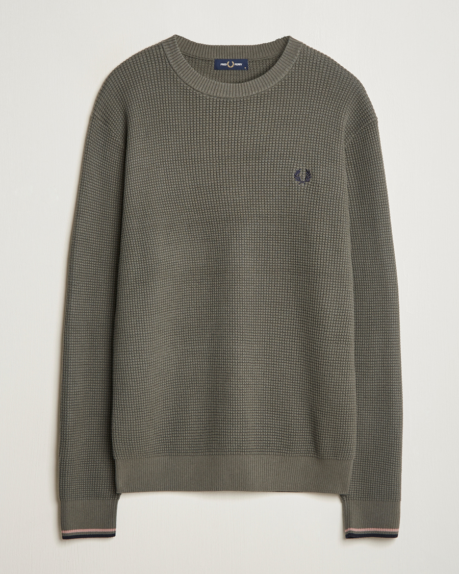 Heren | Truien | Fred Perry | Waffle Stitch Jumper Field Green