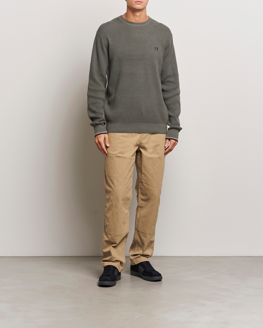Heren | Truien | Fred Perry | Waffle Stitch Jumper Field Green