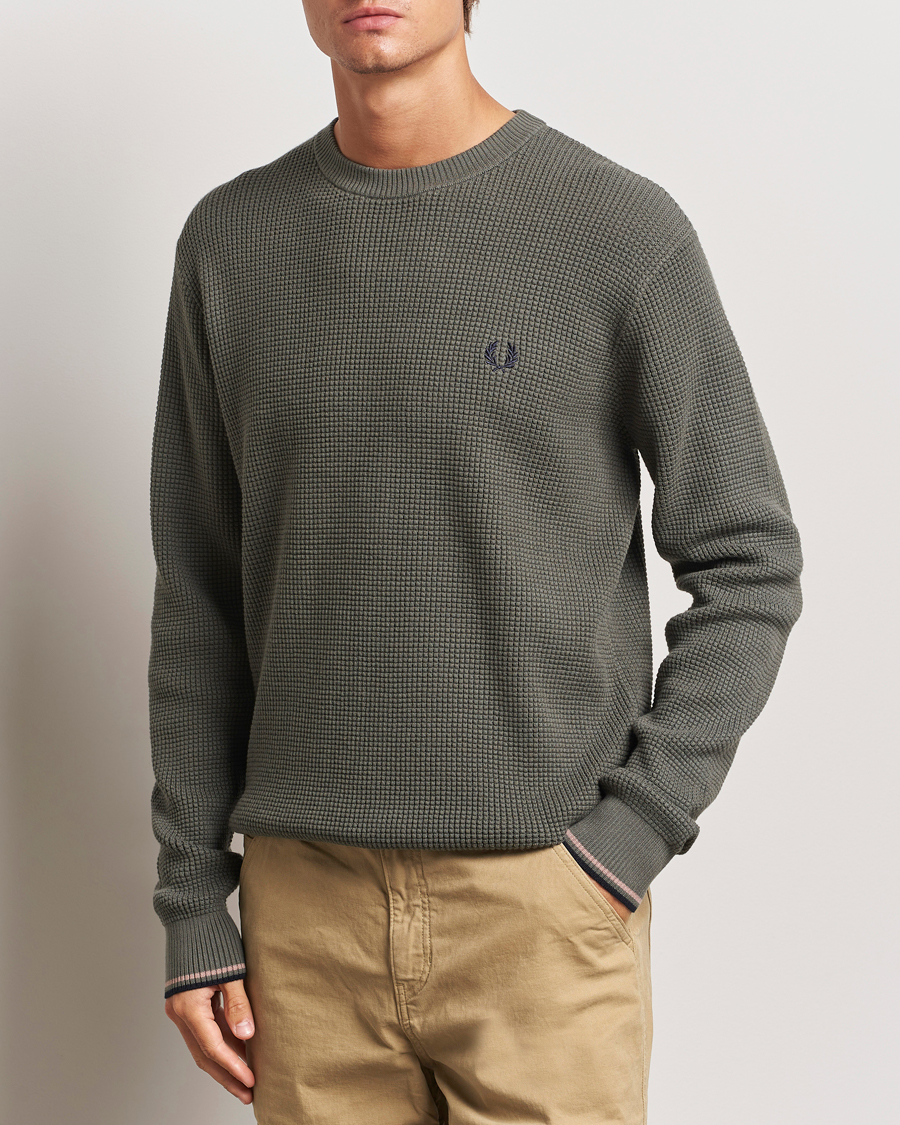 Heren | Truien | Fred Perry | Waffle Stitch Jumper Field Green