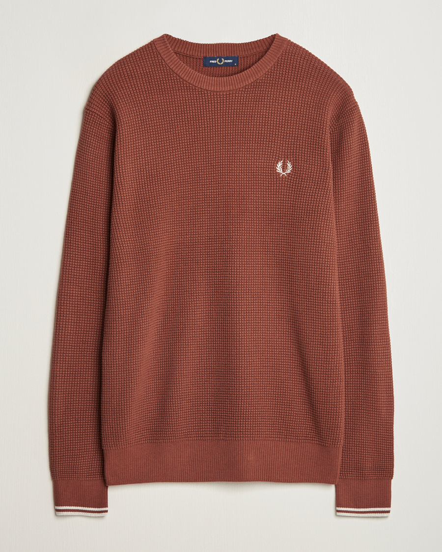 Heren | Truien | Fred Perry | Waffle Stitch Jumper Whiskey Brown
