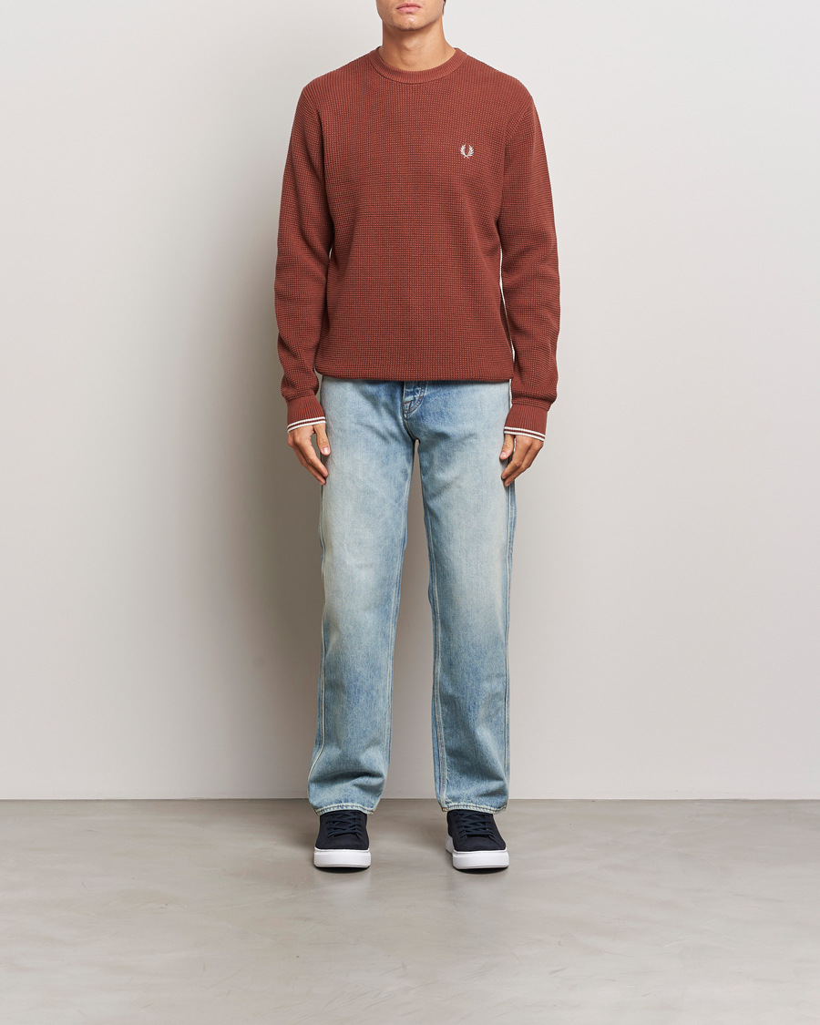 Heren | Truien | Fred Perry | Waffle Stitch Jumper Whiskey Brown
