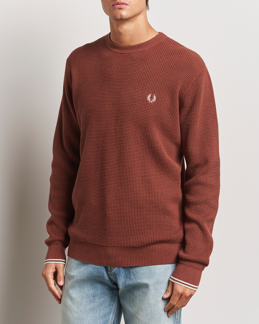 Heren | Truien | Fred Perry | Waffle Stitch Jumper Whiskey Brown