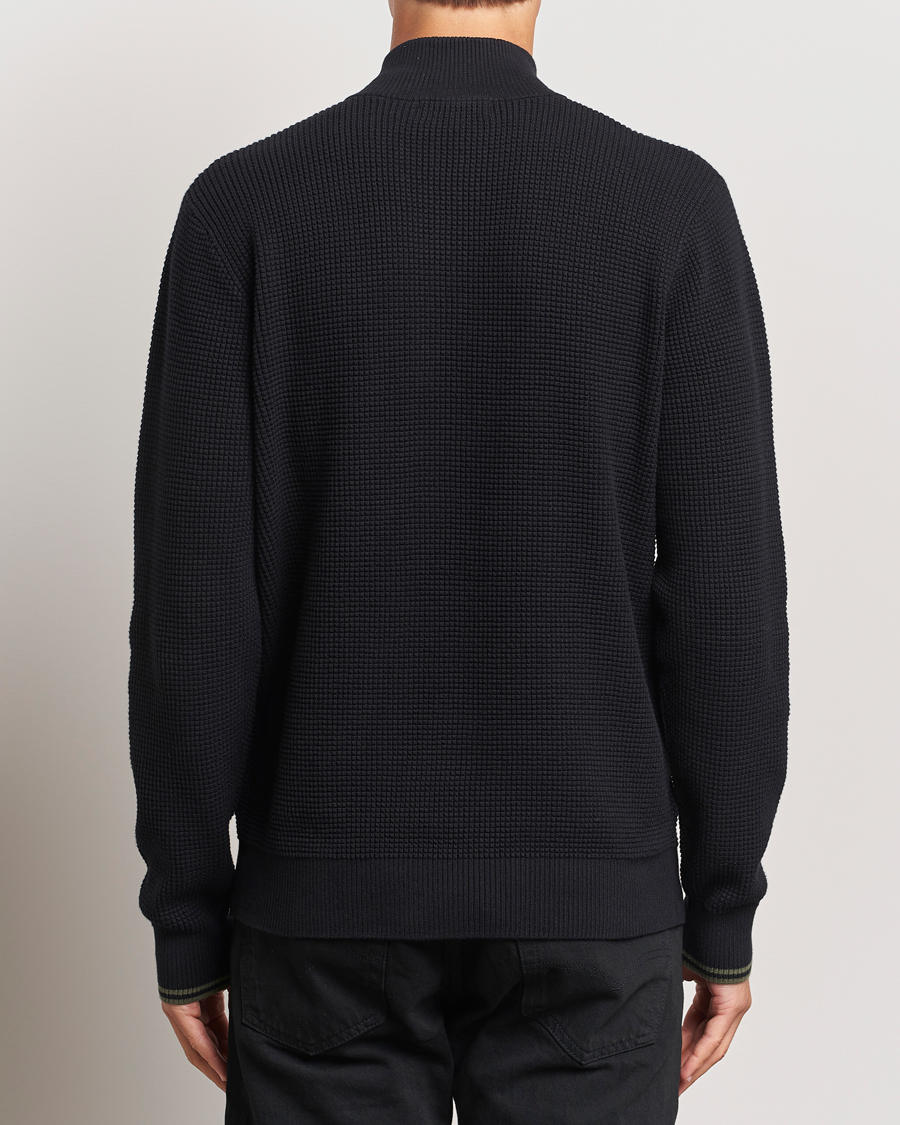 Heren | Truien | Fred Perry | Waffle Stitch Half Zip Black