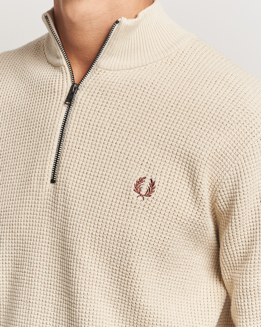 Heren | Truien | Fred Perry | Waffle Stitch Half Zip Oatmeal