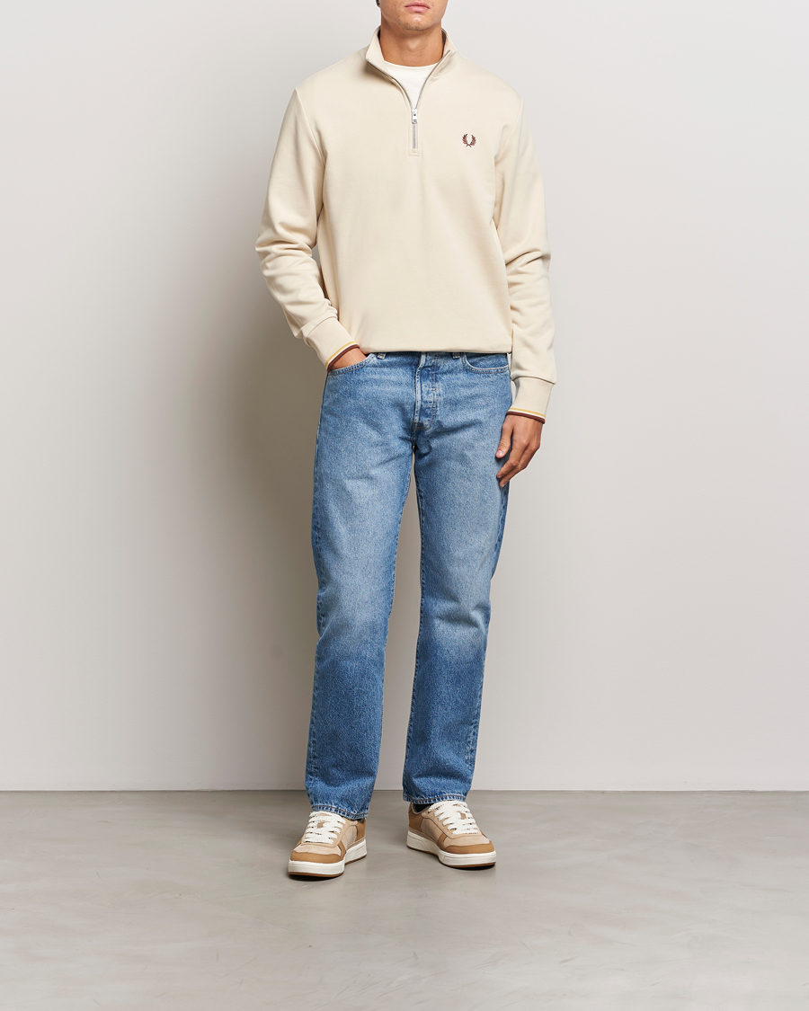 Heren | Truien | Fred Perry | Half Zip Sweatshirt Oatmeal