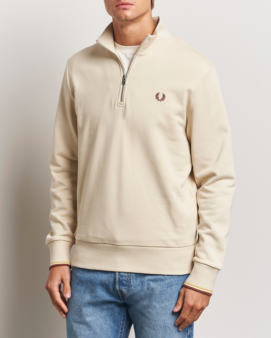 Heren | Truien | Fred Perry | Half Zip Sweatshirt Oatmeal