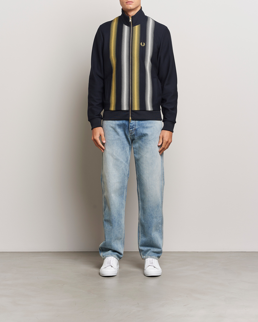 Heren | Truien | Fred Perry | Ombre Striped Track Jacket Navy