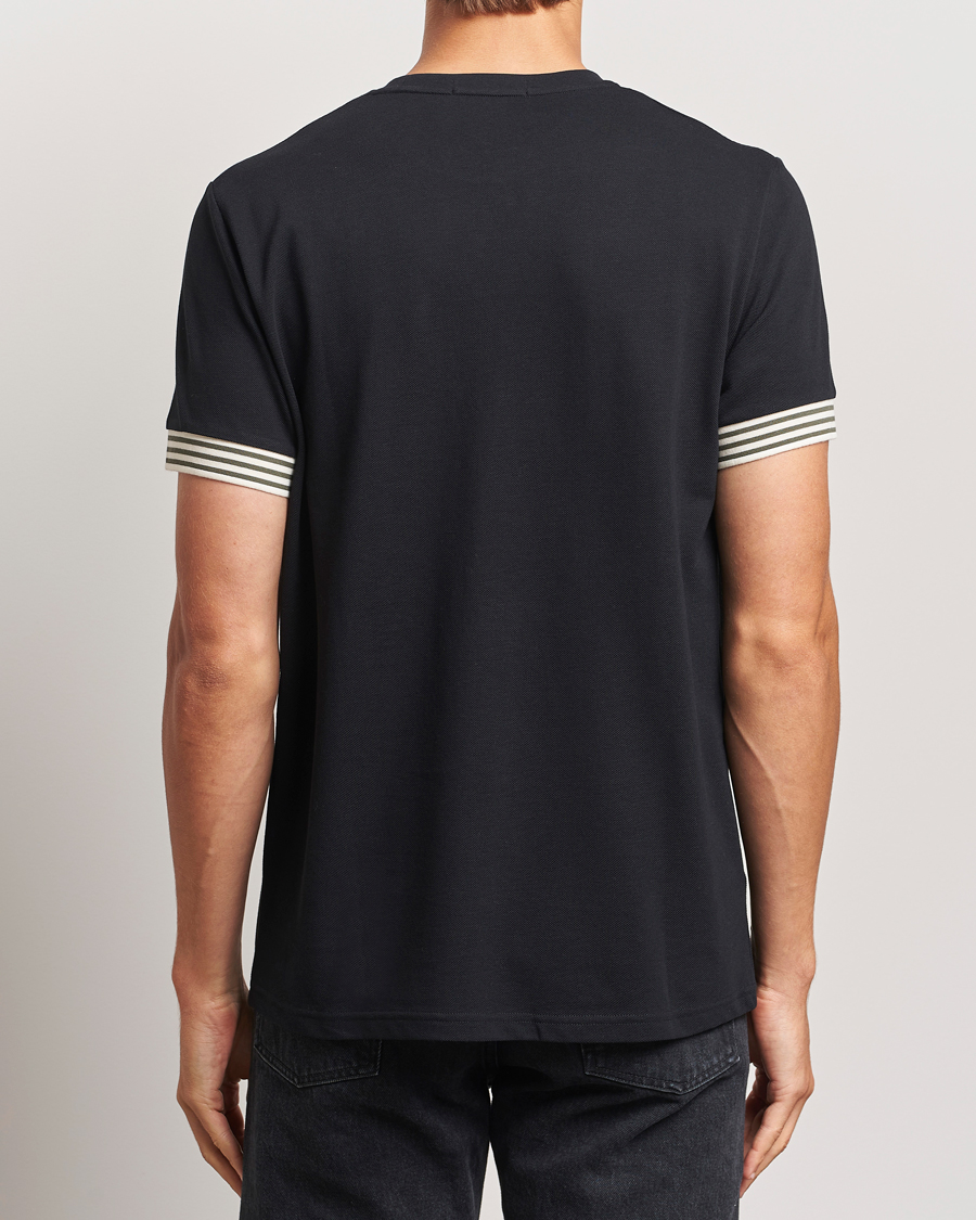 Heren | T-shirts | Fred Perry | Striped Cuff Crew Neck T-Shirt Black