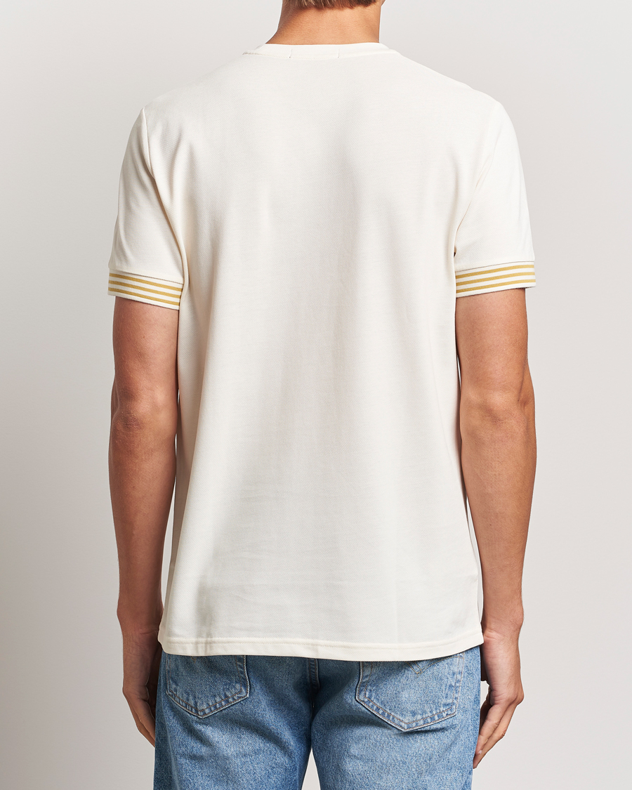Heren | T-shirts | Fred Perry | Striped Cuff Crew Neck T-Shirt Ecru
