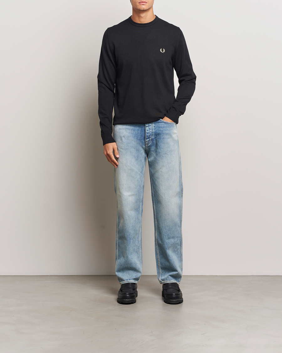 Heren | Truien | Fred Perry | Classic Crew Neck Jumper Black