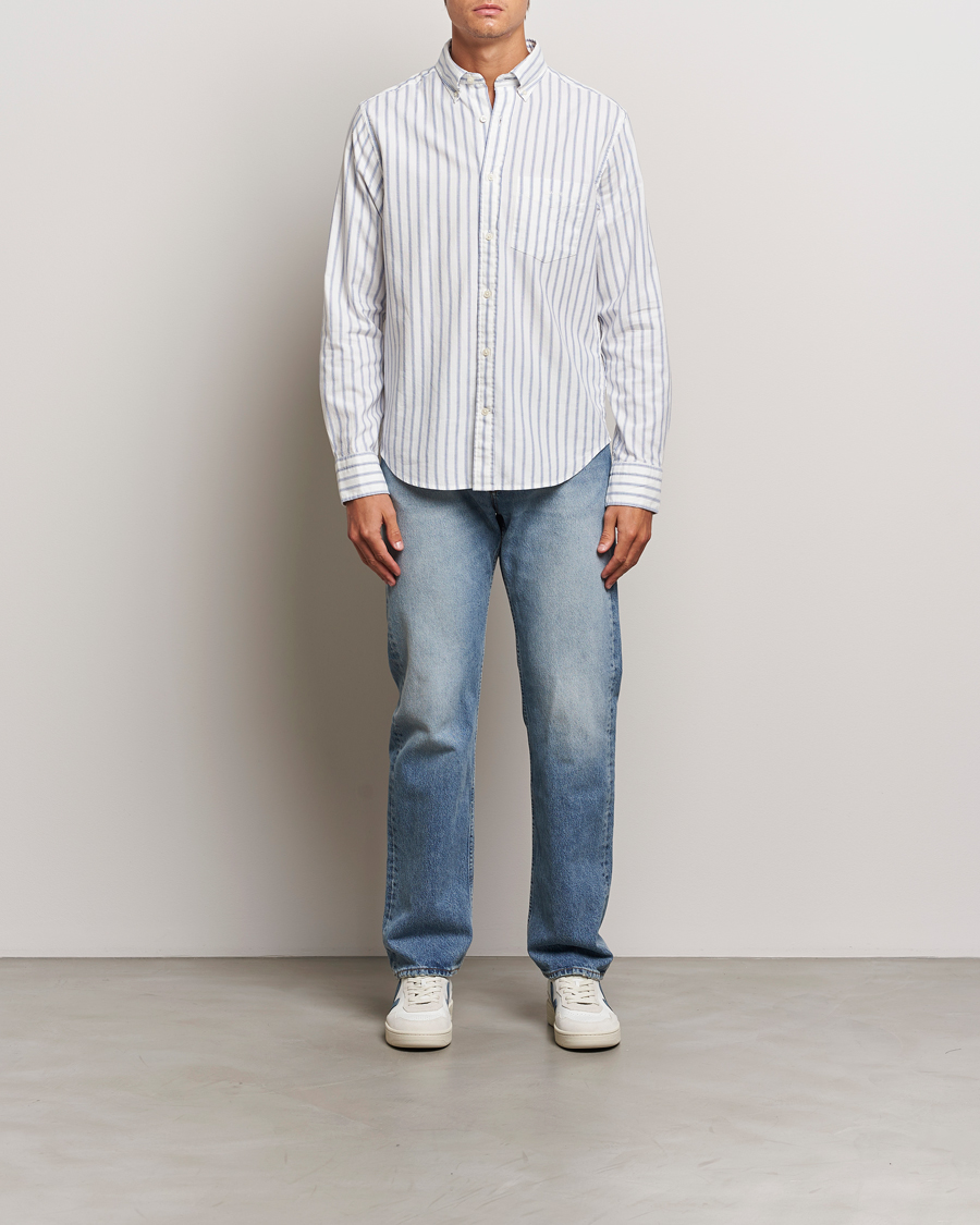 Heren | Overhemden | GANT | Archive Oxford Stripe Shirt Egg Shell