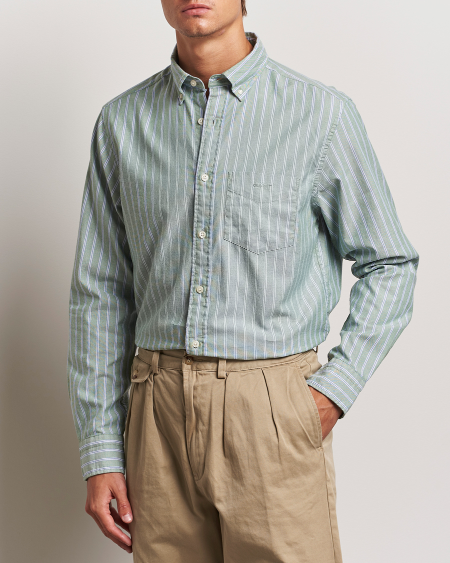 Heren | Overhemden | GANT | Archive Oxford Stripe Shirt Dry Forest