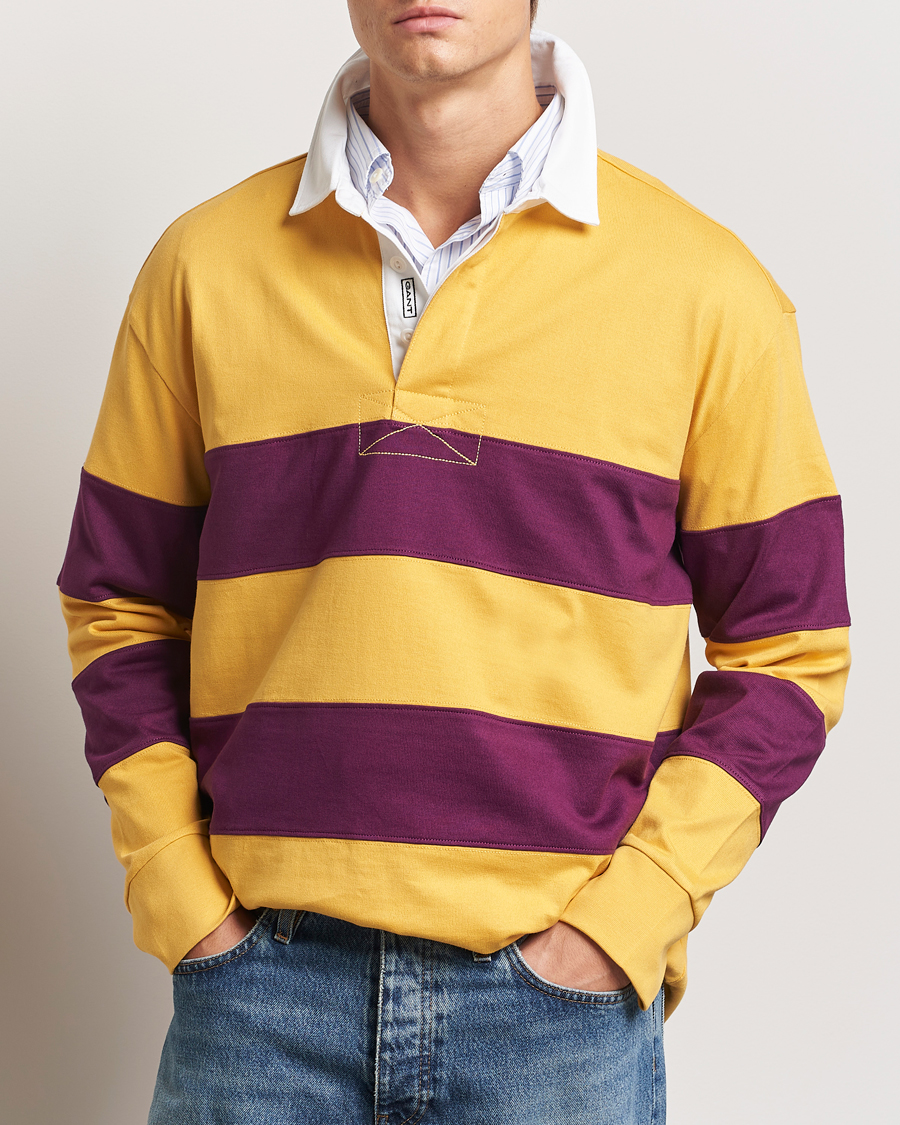 Heren | Truien | GANT | Block Stripe Heavy Rugger Faded Sunset