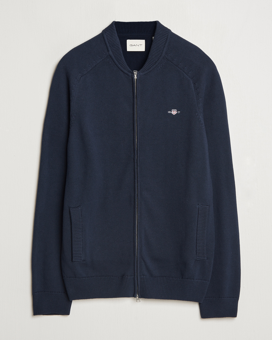 Heren | Truien | GANT | Casual Cotton Bomber Cardigan Evening Blue