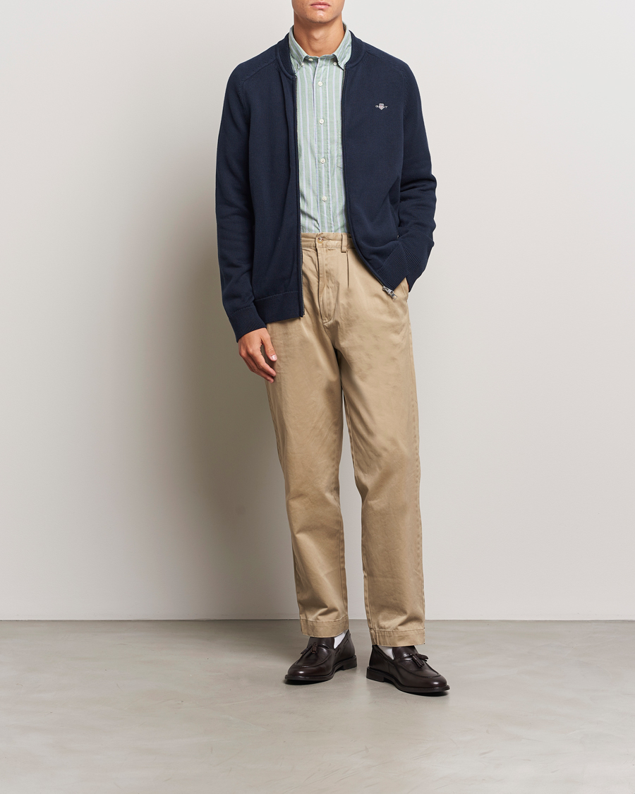 Heren | Truien | GANT | Casual Cotton Bomber Cardigan Evening Blue