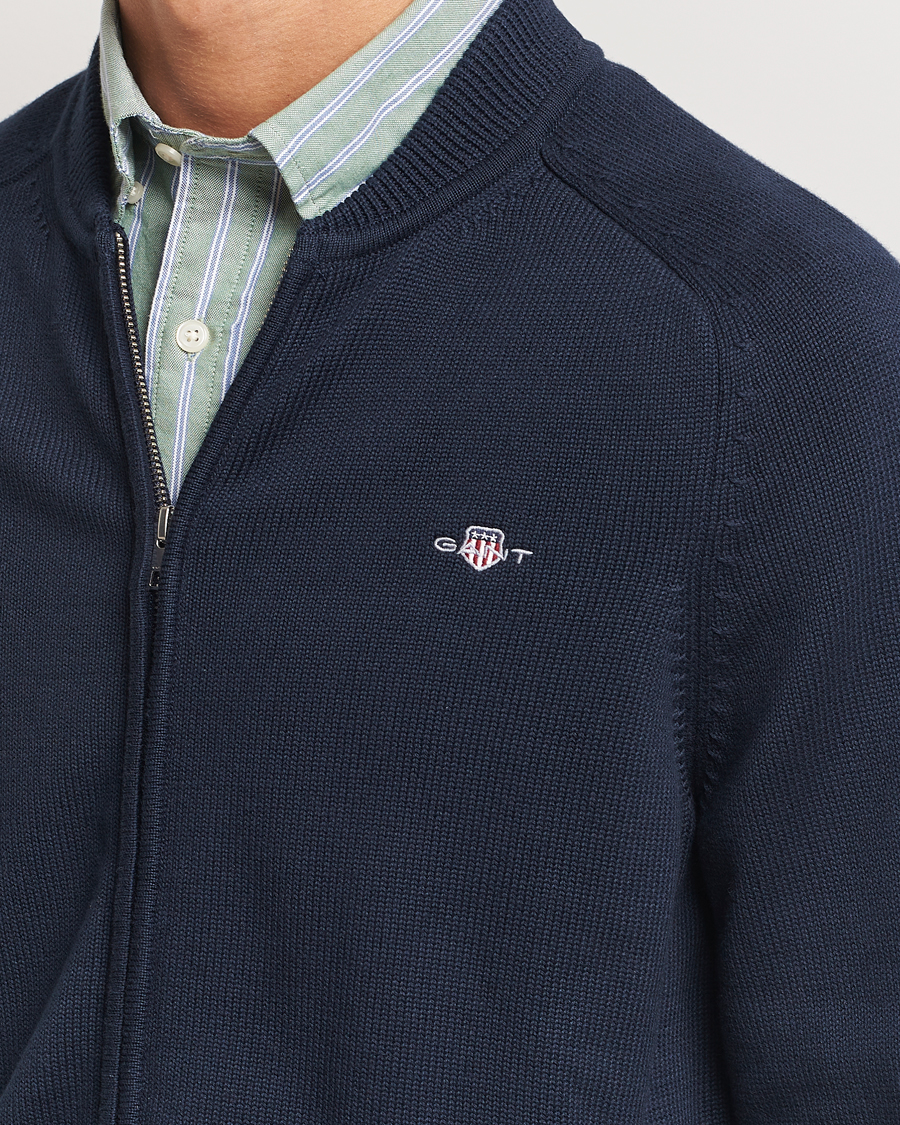Heren | Truien | GANT | Casual Cotton Bomber Cardigan Evening Blue