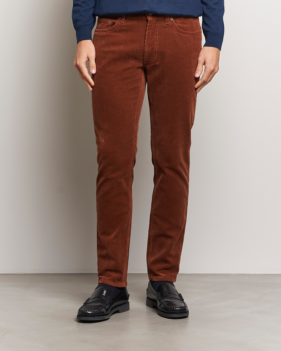 Heren | Broeken | GANT | Cord 5-Pocket Jeans Chocolate Brown