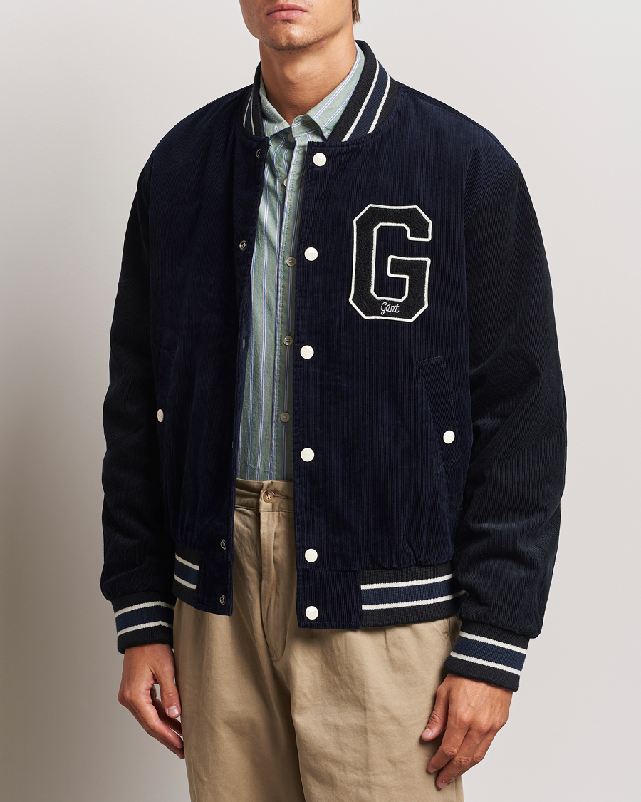 Heren | Jassen | GANT | Cord Varsity Jacket Evening Blue