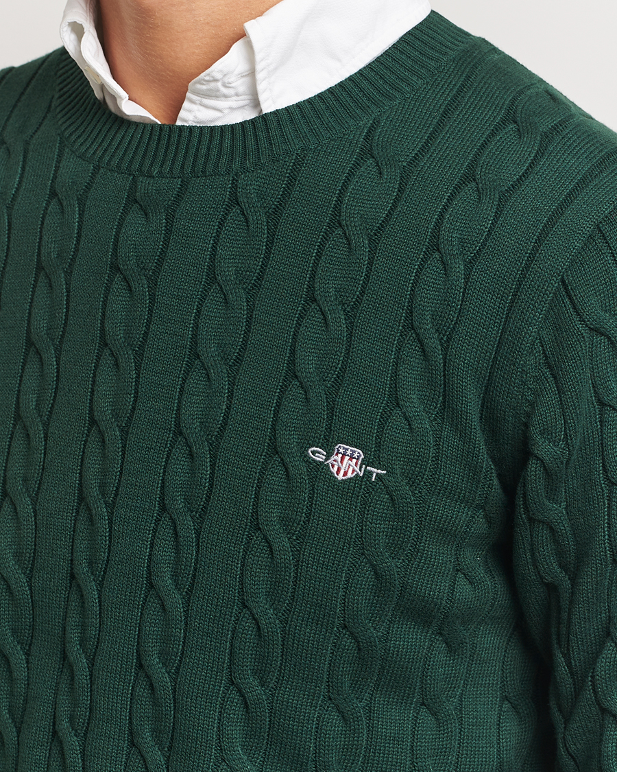 Heren | Truien | GANT | Cotton Cable Crew Neck Tartan Green