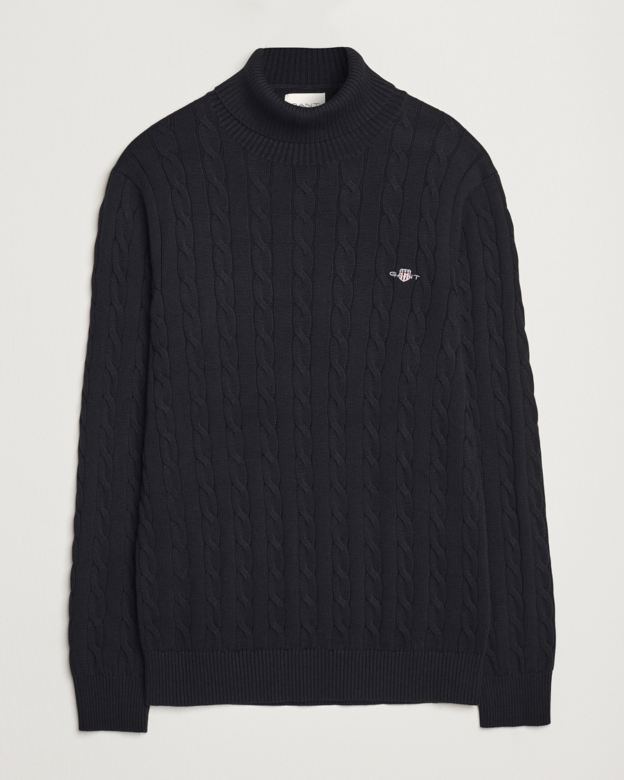 Heren | Truien | GANT | Cotton Cable Turtle Neck Black
