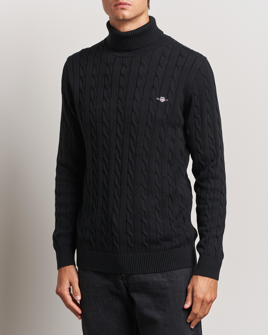Heren | Truien | GANT | Cotton Cable Turtle Neck Black