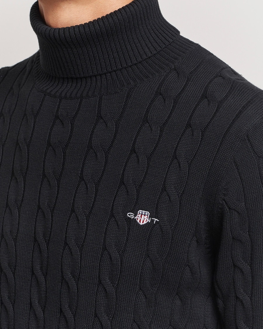 Heren | Truien | GANT | Cotton Cable Turtle Neck Black
