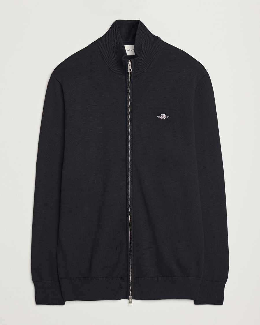 Heren | Truien | Gant | Cotton Full Zip Cardigan Black