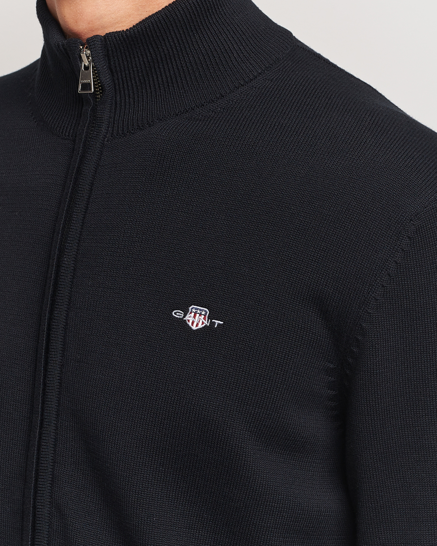 Heren | Truien | GANT | Cotton Full Zip Cardigan Black