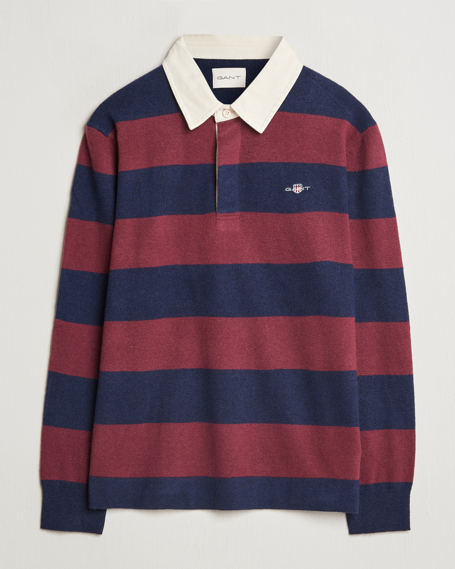 Heren | Truien | GANT | Extra Fine Lambswool Striped Rugger Marine