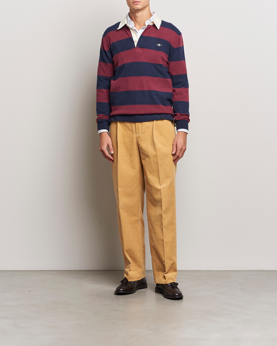 Heren | Truien | GANT | Extra Fine Lambswool Striped Rugger Marine