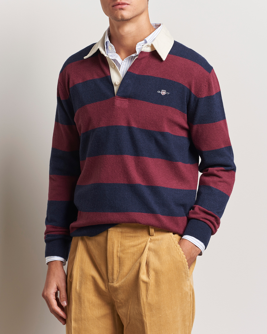 Heren | Truien | GANT | Extra Fine Lambswool Striped Rugger Marine