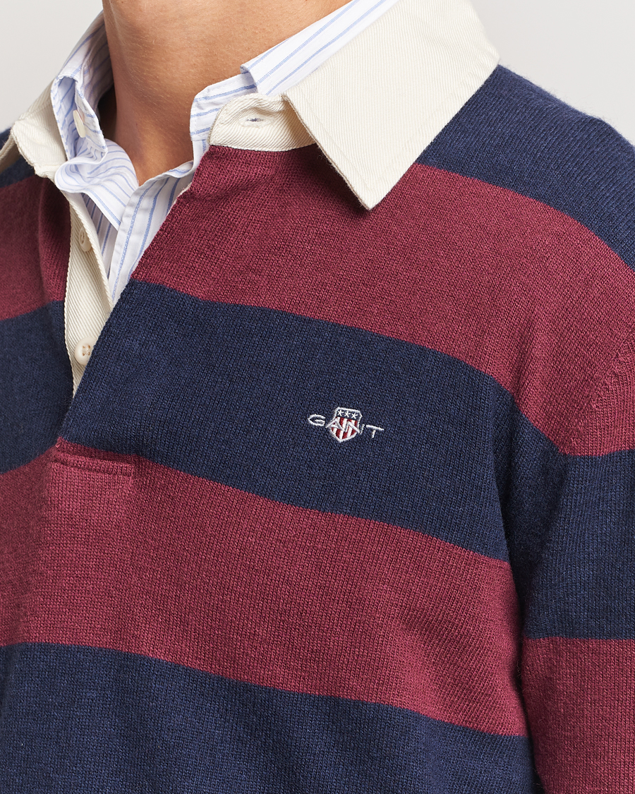 Heren | Truien | GANT | Extra Fine Lambswool Striped Rugger Marine