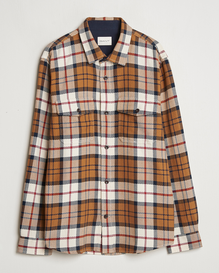 Heren | Overhemden | GANT | Herringbone Checked Overshirt Warm Earth