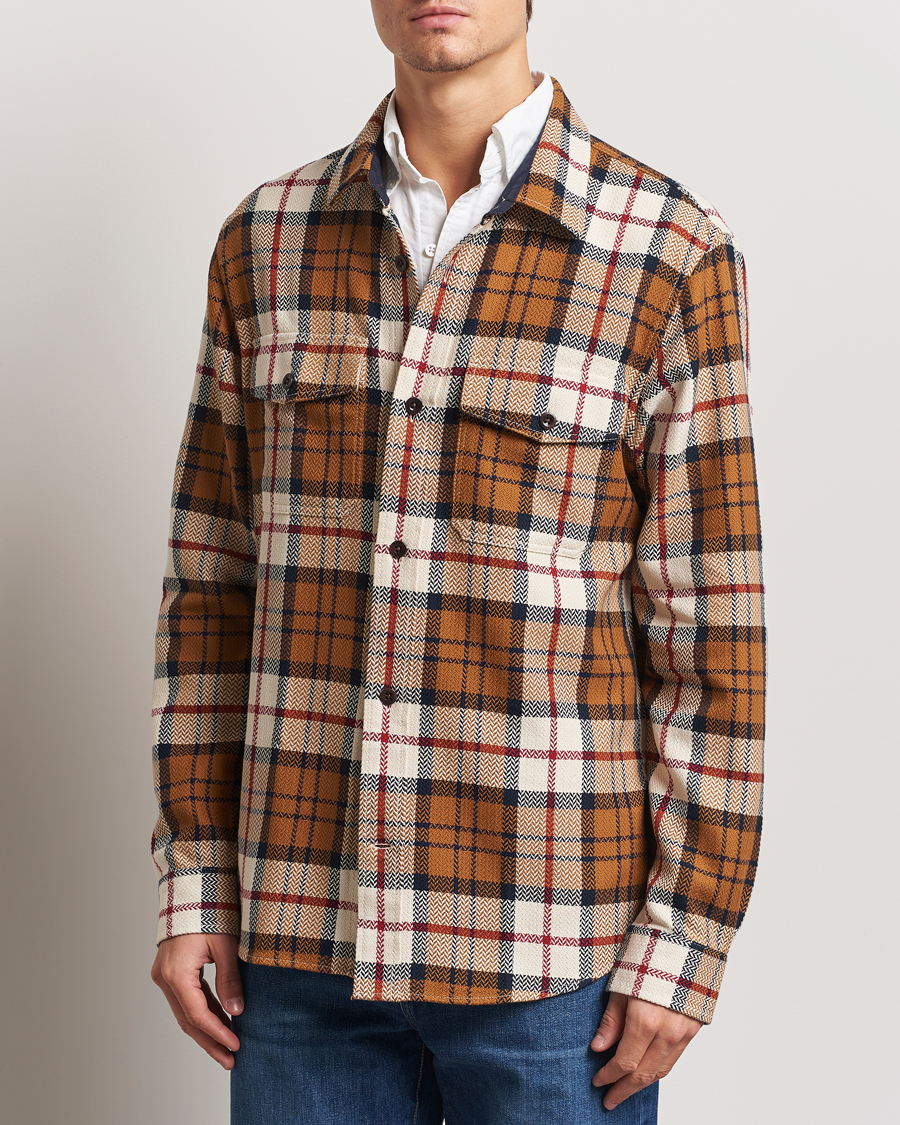 Heren | Overhemden | GANT | Herringbone Checked Overshirt Warm Earth